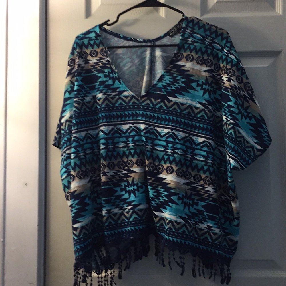 Aztec print poncho